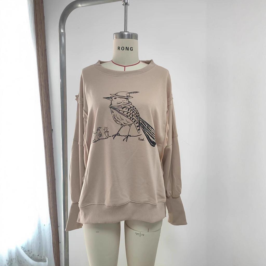 Women's Crew Neck Long Sleeve Loose Fit Graphic Sweatshirt Printed Pullover Streetwear Top