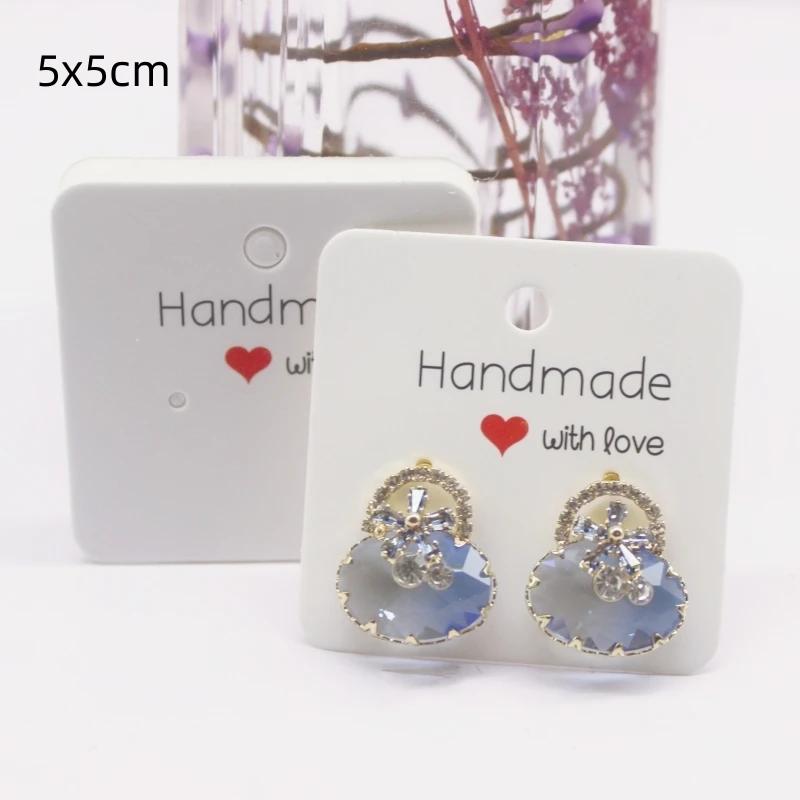 50pcs White/kraft Paper HANDMADE Series Multi Size Cards, Earrings, Necklaces, Jewelry Cards