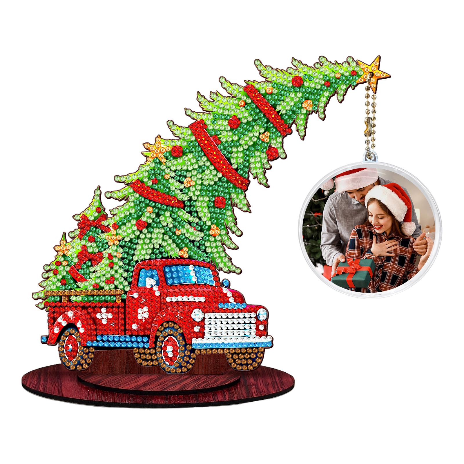 

Photo Christmas Tree Diamond Painting Tabletop Ornaments Kit Wood Diamond Painting Desktop Decorations Bedroom Table Decoration