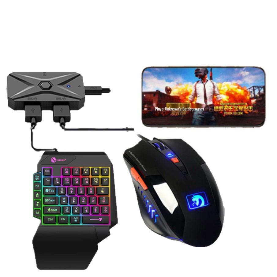 JiaYing PUBG One-Handed Keyboard & Mouse Auto-Press Gun Peripheral Set