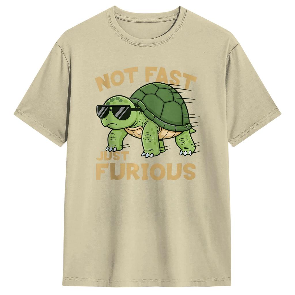 Vintage T Shirt Summer Not Fast Just Furious Turtle Funny Attitude Meme Trending TShirts Cotton Tee Shirt Unisexs Classic Clothes