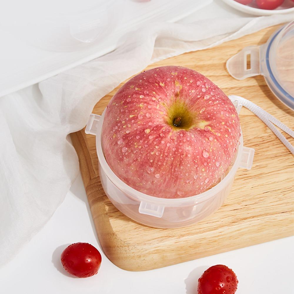 Durable Plastic Fruit Preservation Box Clear Reusable Apple Storage Box with Lid Multipurpose Circular Sealed Box Refrigerator
