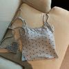 Breathable U-back Camisole Women's Vest Tank Top Polka Dot Slim Fit U-shaped Tank Tops Built-in Bra Tank Tops Women