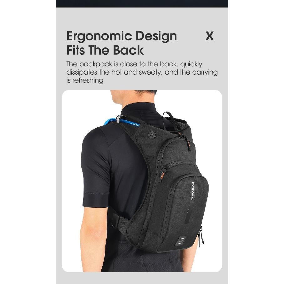 WEST BIKING 10L Ultralight Cycling Backpack Ergonomic Strap MTB Road Bicycle Bag With Water Bag Outdoor Hiking Climbing Bag