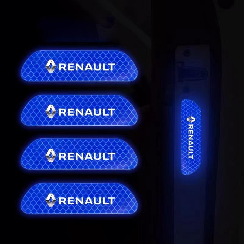 4Pcs Car Reflective Sticker Night Safety Warning Sign W Shine Tape for Renault Sport Duster Megane 2 3 Auto Accessories