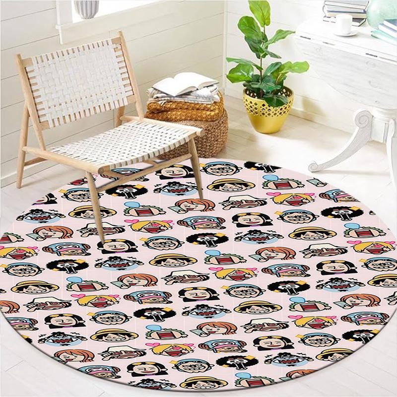 One Piece Round Area Rug Carpet Rug For Living Room Bedroom Sofa Playroom Decor Nonslip Floor Mat