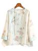 Women's Retro Chinese Jacquard Summer Top - Round Neck, Button Design, Sweet and Trendy Style