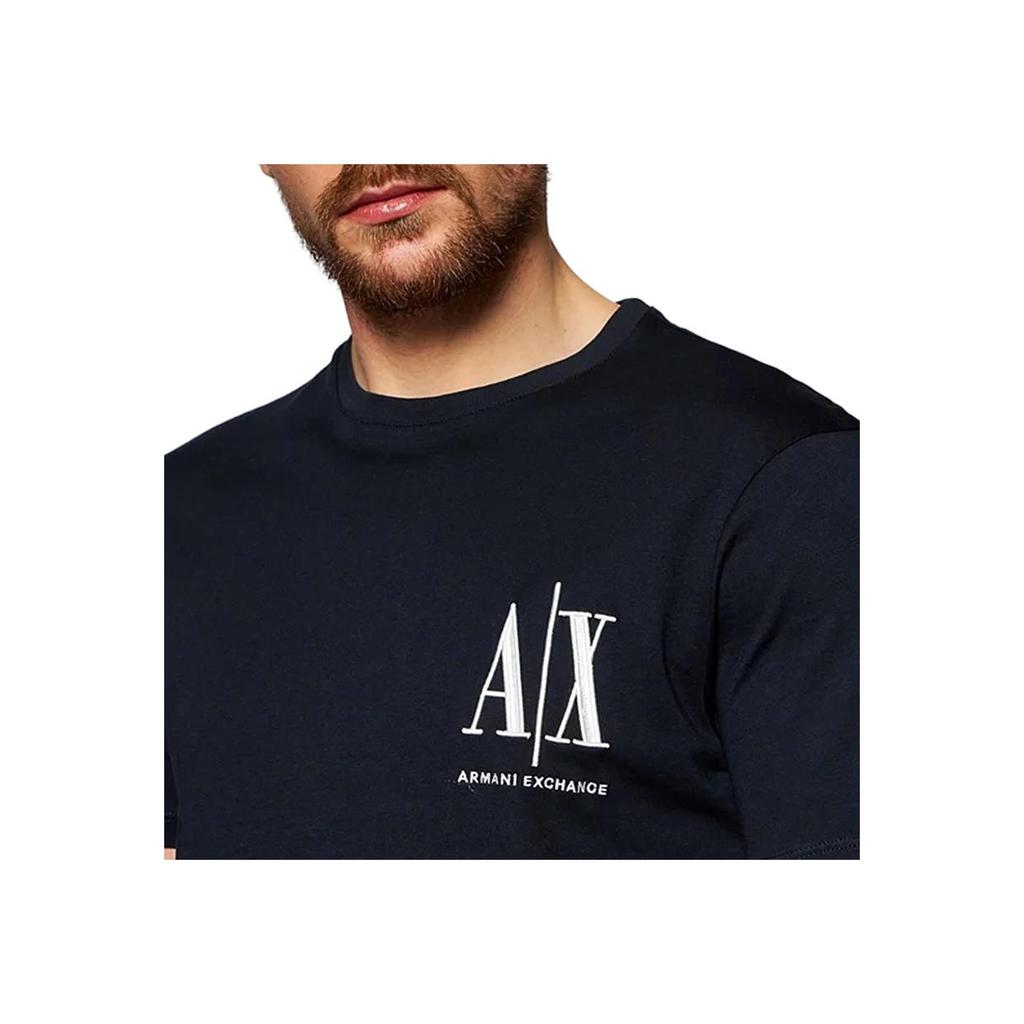 Armani Exchange Solid Color Logo Embroidered Short Sleeve T-Shirt Men Tops Navy-Blue 8NZTPH-ZJH4Z-1510