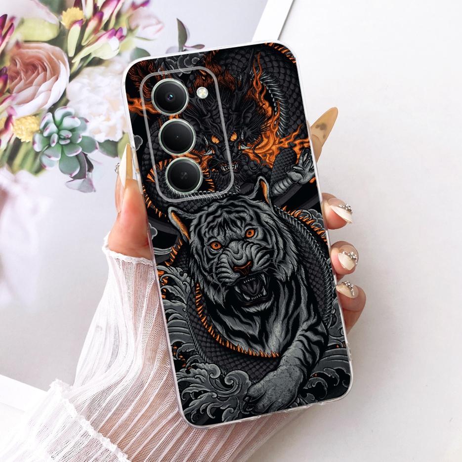 For Xiaomi Redmi 15 4G 5G Case Cool Lion Stylish Flowers Painted Cover Soft Slim Phone Case For Xiaomi Redmi 15 5G Redmi15 Shell
