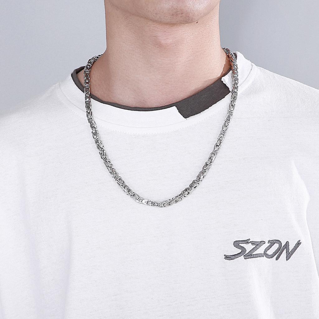 Cadena de eslabones de siete colores de 6 mm estilo vintage para hombre, collar pulido de acero inoxidable, HipHop Bizantino, amuleto colorido para hombre, joyería de Biker