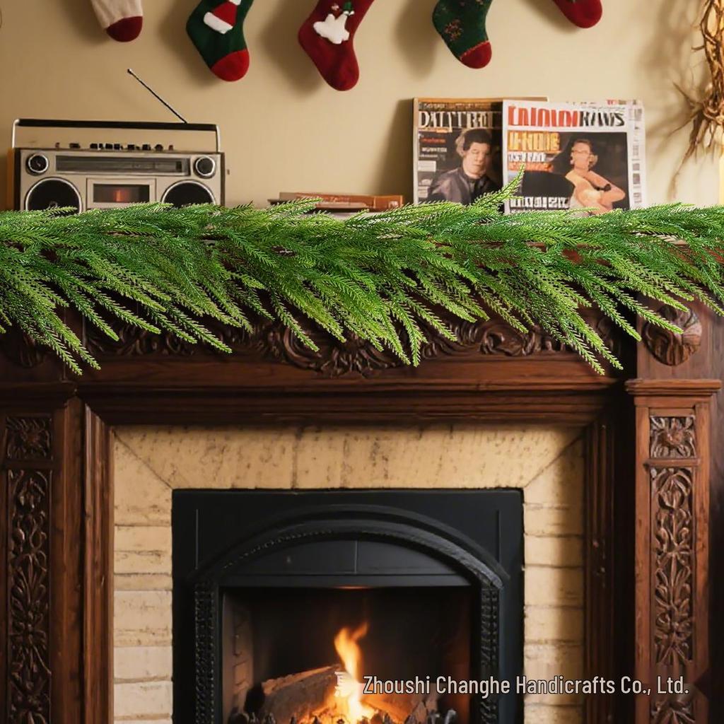 Christmas Norfolk Pine Rattan with Pine Needles & Cypress Vines - Artificial Greenery for Decoration & Landscaping