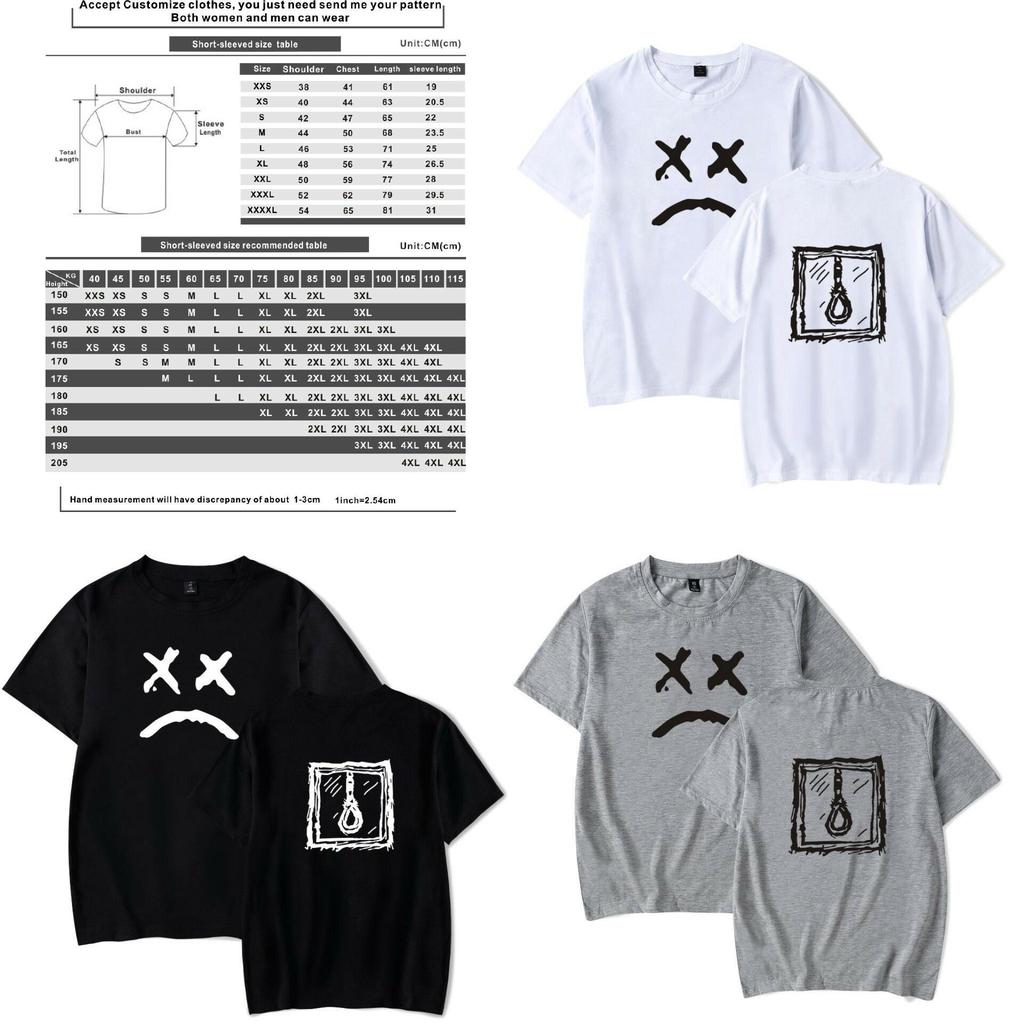 Lil Tshirt Peep Triste Emotion Rappeur Causal Tee Noir Blanc Femme Polo Homme