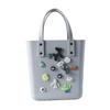 Beach Hole Bag Portable Fashion Open Tote for Shopping Boat Tours Dating Light Blue