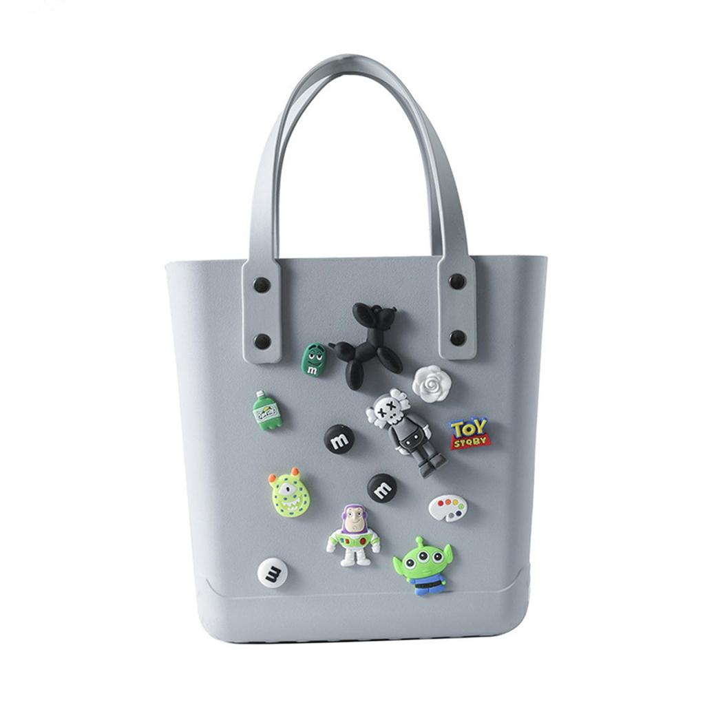 Beach Hole Bag Portable Fashion Open Tote for Shopping Boat Tours Dating Light Blue