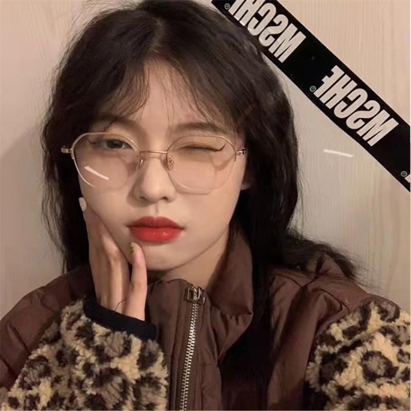 Simple Women Anti-blue Glasses Metal Frame Polygonal Eyeglasses Fashion Female Glasses