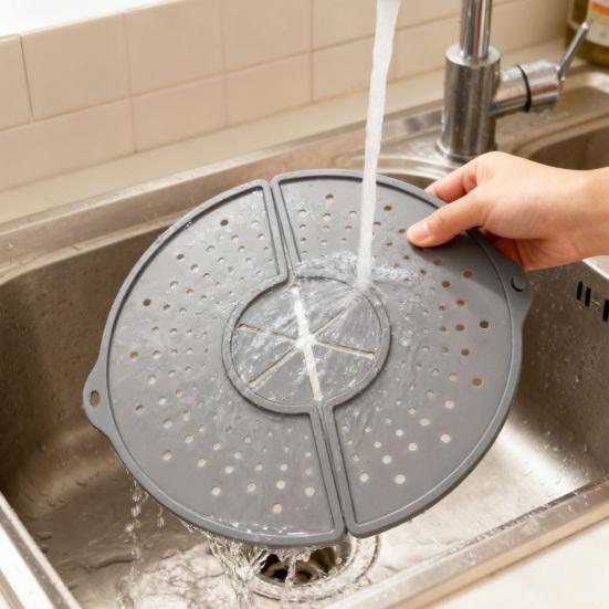 Anti-splash Oil Cover Foldable Silicone Splash Guard for Cooking Pots with Ventilation Steam Release Heat Resistant Lid for Kitchen Use
