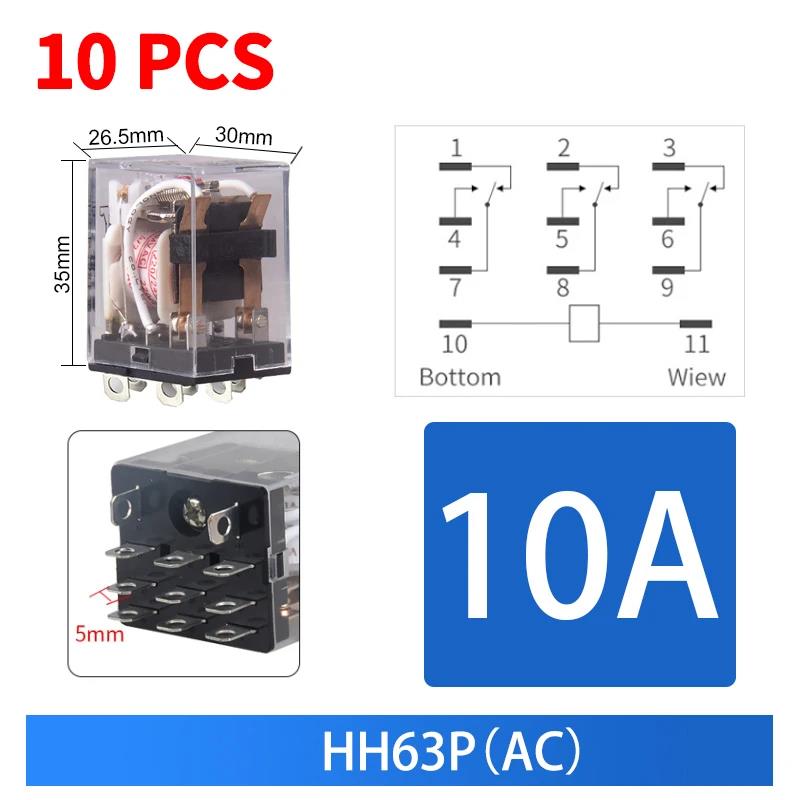 10 PCS For Wholesale Miniature Control Relays Small Intermediate Relay AC 12V DC C24 AC220 HH52P HH53P HH54P HH62P HH63P HH64P Relays 5