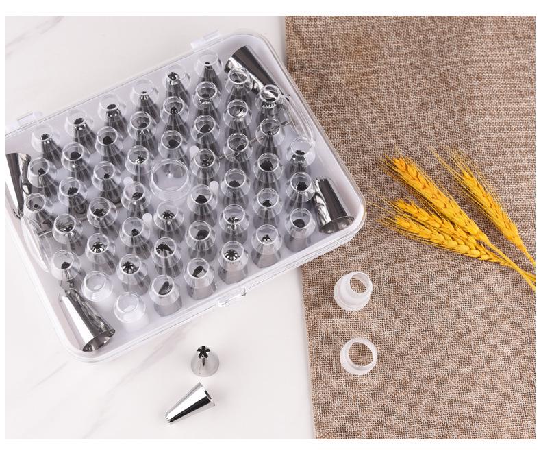 55-Piece Stainless Steel Piping Tip Set for Cakes - Various Shapes