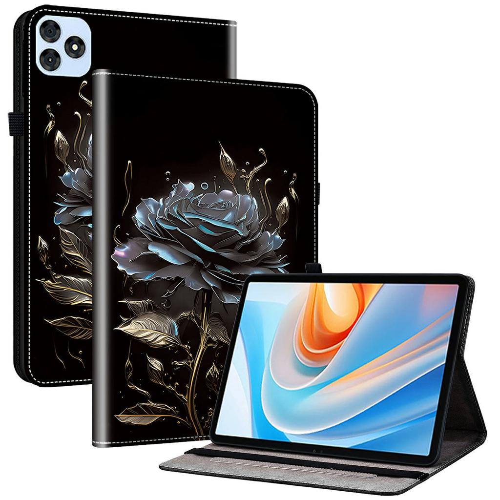 For itel Vistatab 30 Leather Case Pattern Printed Stand Tablet Cover with Card Slots