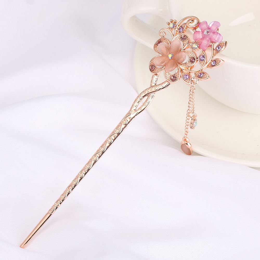 

Women Girls Vintage Shiny Double Flower Hair Comb Hair Clip Rhinestone Hair Pin Hair Accessories