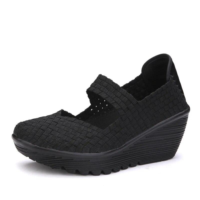 Scarpe da Donna Platform Piattaforma Sneakers Estive Per Camminare Intrecciate Femminili Mocassini Casual 5 CM Altezza Alta Qualità Tenis Taglie Forti