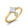 4MM Square Shaped Moonstone 925 Sterling Silver Gold Vemreil Solitaire Women Wedding Ring