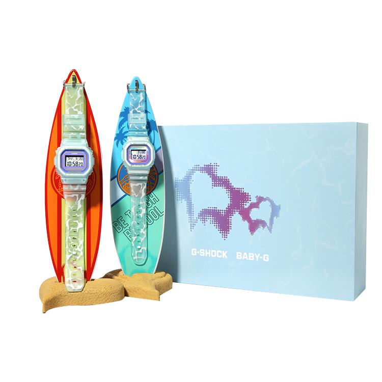 CASIO Unisex Pair Table Series Blue Watch DW-5600,SLV-21B-2PFC