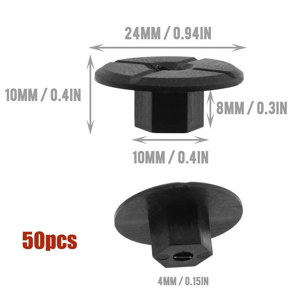 50pcs Car Unthreaded Plastic Nuts Clips A2019900050 4mmHole Without Threaded ForMercedes ForBMW W201 W124 190DCar NutFender Snap