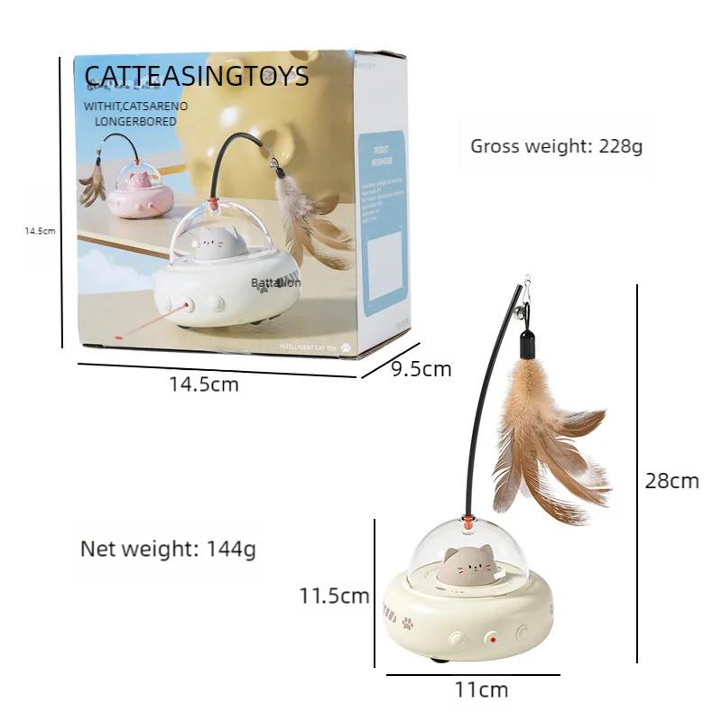Rechargeable Electric Cat Teaser Toy with Feather Wand Interactive Sensing Pet Toy for Chasing And Hunting