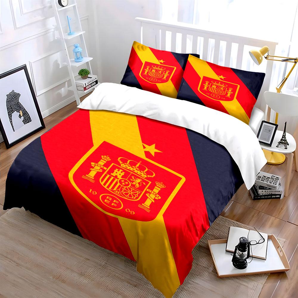 Flag-themed Spanish Emblem Bedding Sets Duvet Cover Sets Duvet Covers Pillowcases(1*Duvet Cover 2*Pillowcases Without Duvet Insert)