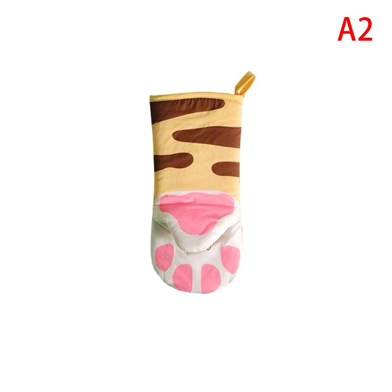 1Pc Cartoon Cat Paw Oven Mitt Microwave Oven Gloves Long Cotton Insulation Anti-Scald Non-Slip Baking Glove Microwave Kitchen
