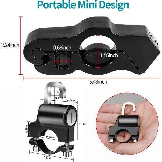 2 Pack Motorcycle Throttle Lock & Motorcycle Helmet Lock, AUCARAUTO Motorcycle and Helmet Anti-Theft Security Protection Solid Alloy Lock, Fits