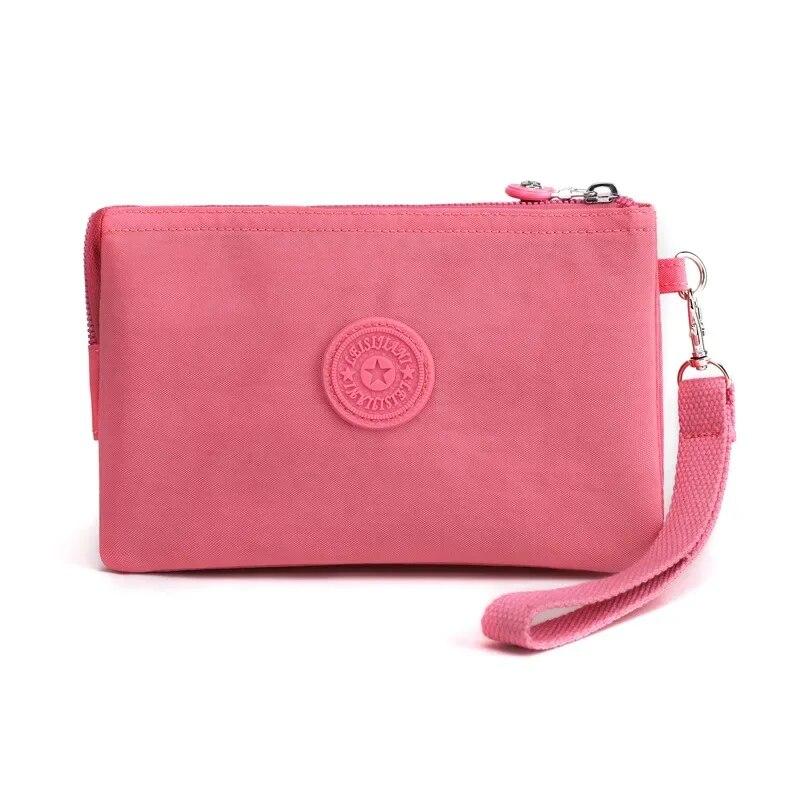 Casual Nylon Canvas Coin Money Organizer Bags for Women Multilayer Wallet Portable Phone Toiletry Keys Storage Handbag Wrist Bag