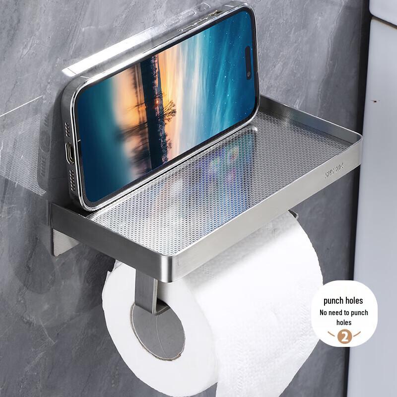 304 Stainless Steel Bathroom Tissue Holder with Shelf