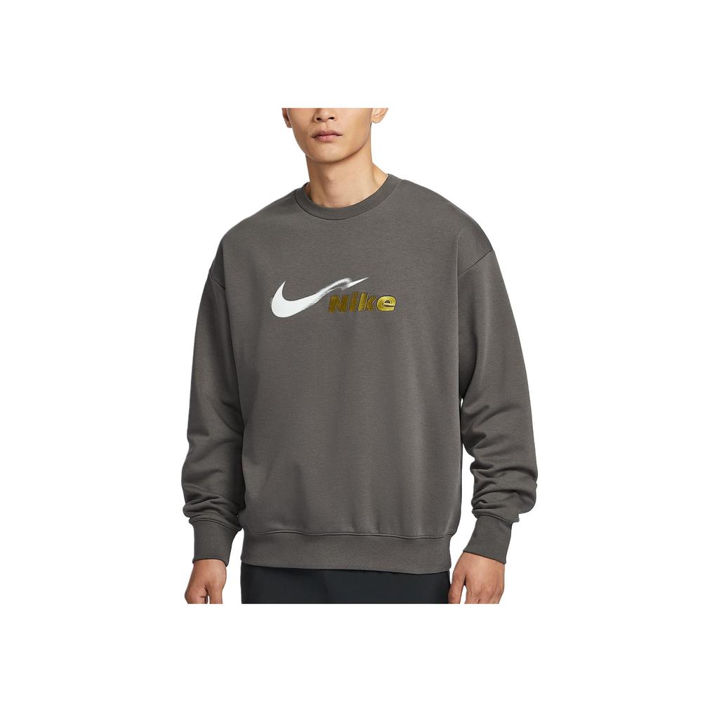 Nike Dri-Fit Moisture-Wicking Fleece Loose Long Sleeve Hoodie Men hoodies Medium-Gray Summit-White Desert-Moss HV4880-299