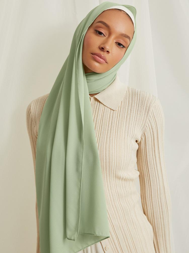 High Quality Premium Chiffon Scarf Stretchy Hijab Plain Head Scarves Women Hijab