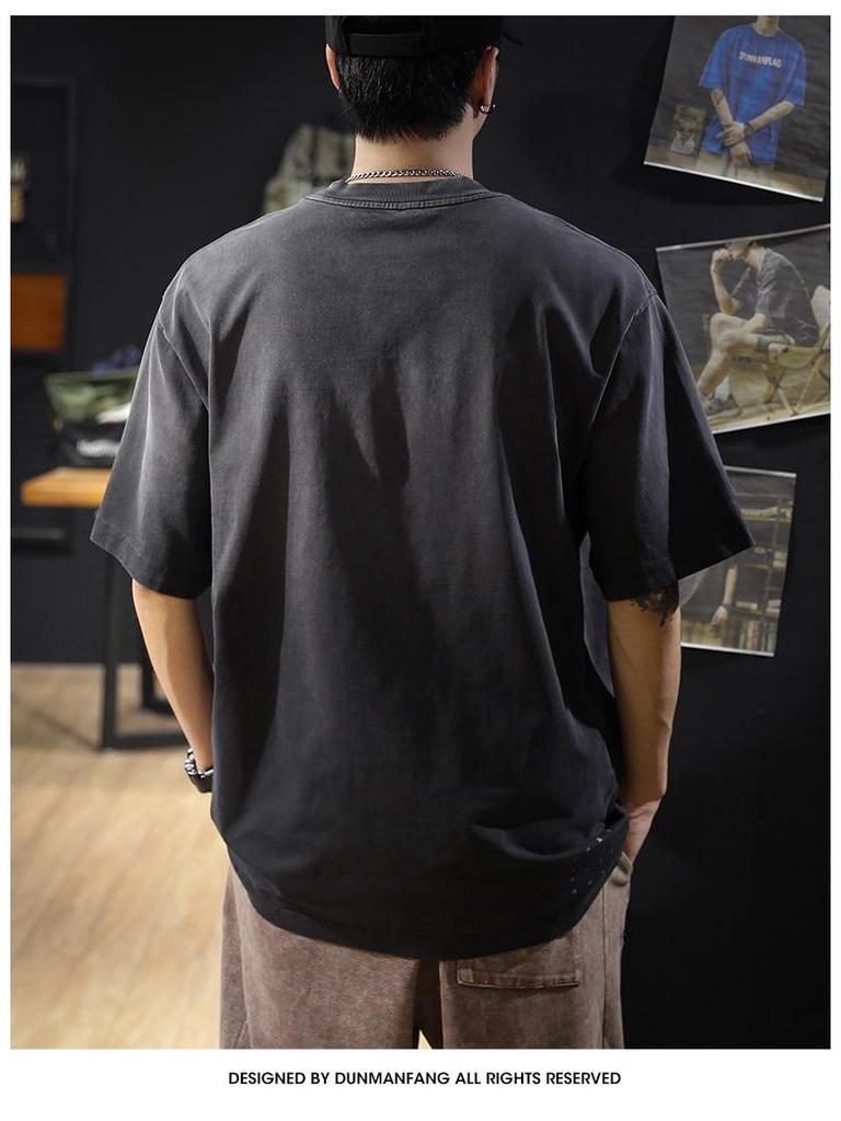 2025 Herrenmode Retro Schweres Baumwoll-Kurzarm-T-Shirt