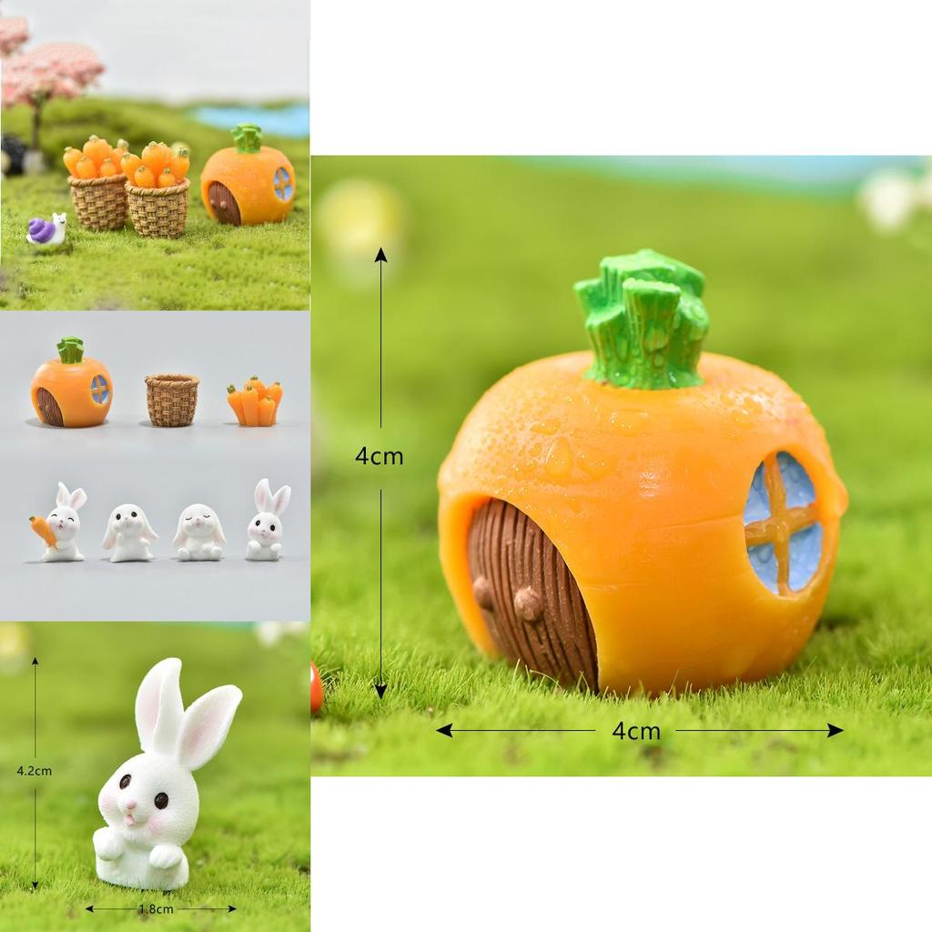 Affascinante Coniglio Mangia Carota Figurina in Resina Fai da Te per Raffinata Decorazione di Paesaggio Micro