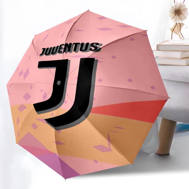 1 Stück Robuster Automatikschirm mit 8 Speichen, Juventus Fußballclub Schirm, Digitaldruck, Faltbarer Schirm für Unterwegs im Freien