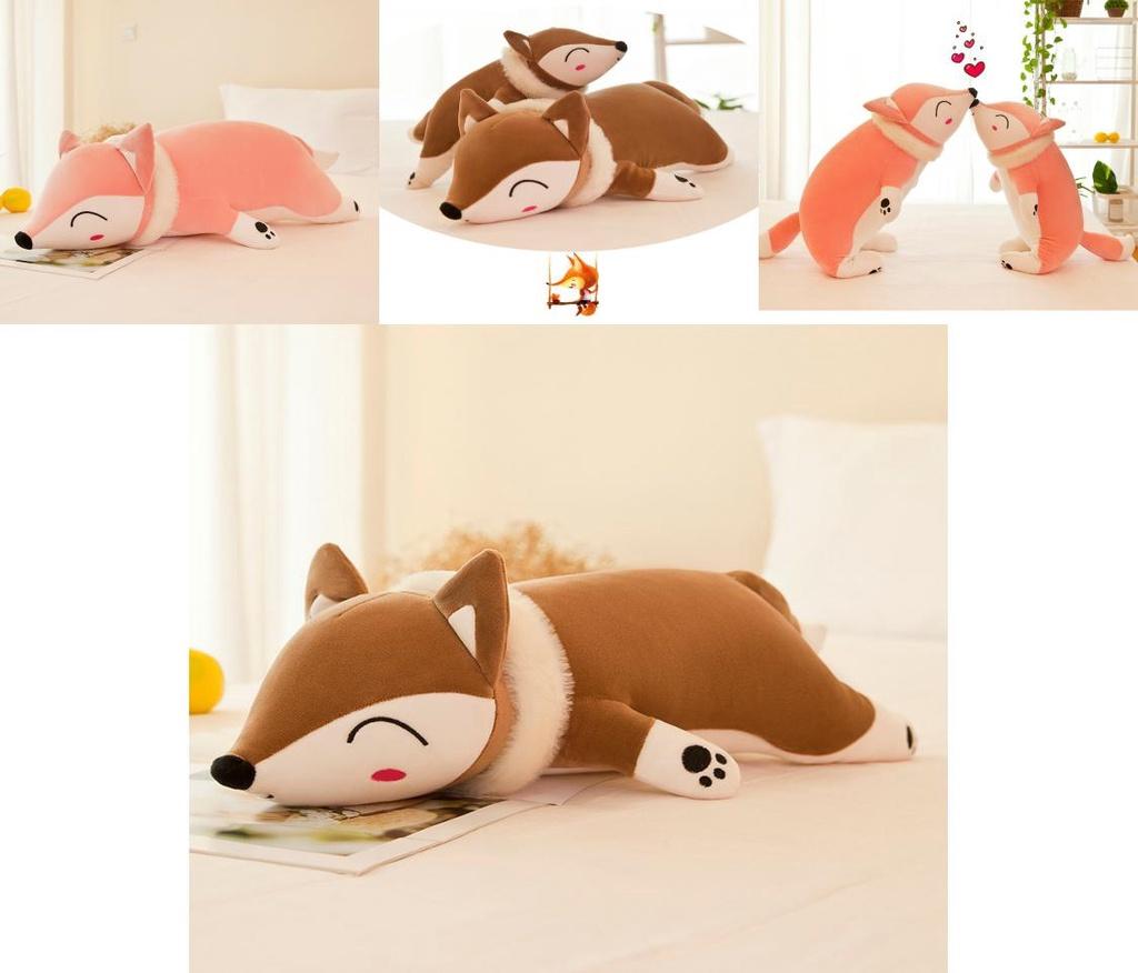 Large Fox Plush Toy Soft Stuffed Animal Pillow Creative Gift For Girls Birthday Present 35cm 50cm 60cm 70cm 90cm 1.2m