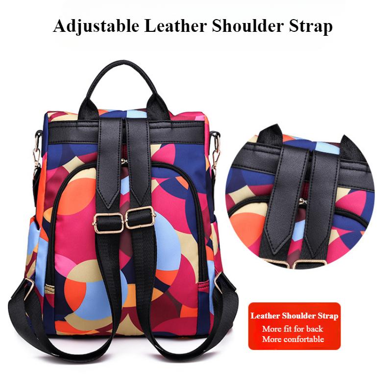 Outdoor Leisure Female Travel Bags Trendy Multiple Purpose Women's Backpack with Bear Pendant Colorful Printed Quality Oxford Shoulders Bag for Mother