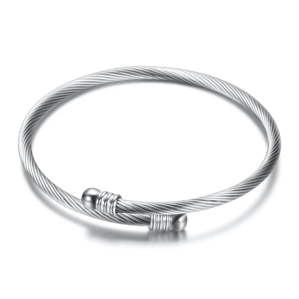 

Simple Three-color 3MM Cable Stainless Steel Fashion Bracelet for Ladies Valentine s Day Gift серебряный