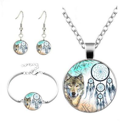Set Collana Acchiappasogni Creativo Gemma del Tempo Femminile Mandala Tempo Bracciale Orecchini Set di Gioielli