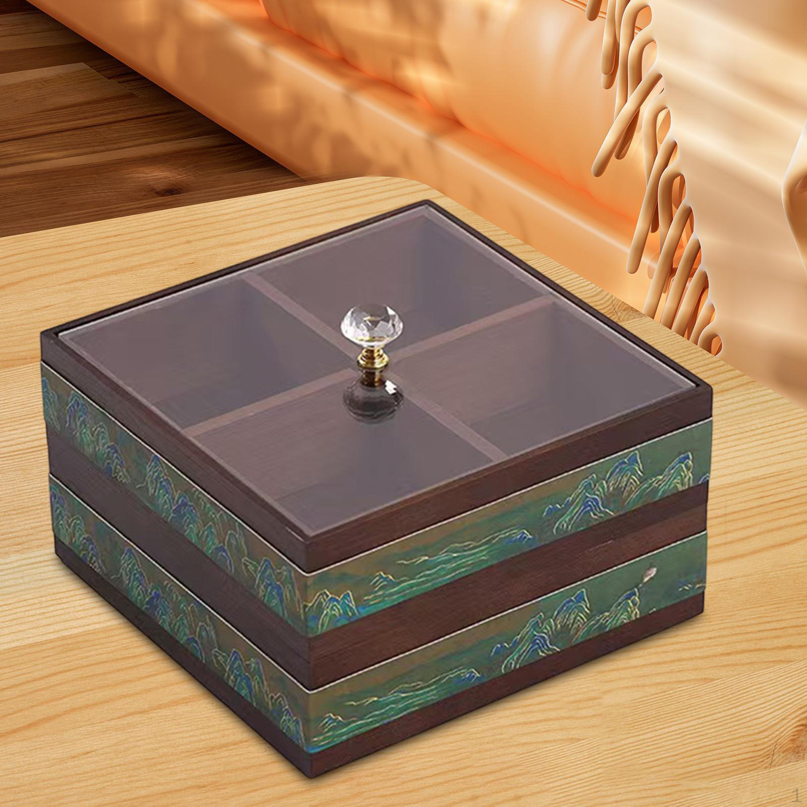 

Разделенный сервировочный поднос, многофункциональные миски для конфет и орехов с прозрачной крышкой для фруктов зелёный