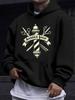 American Western Style unisex Autumn Winter Print Hooded Long Sleeve Sweatshirt, Barbershop Lighthouse Badge Print Hoodie, American Retro Haircut Styl