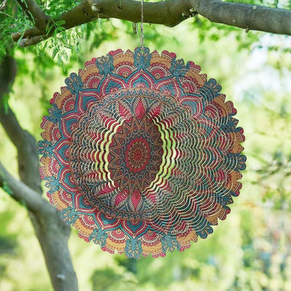 Iron 3D Rotating Wind Wheel Creative Wind Chime Craft Garden Decoration Pendant  Room