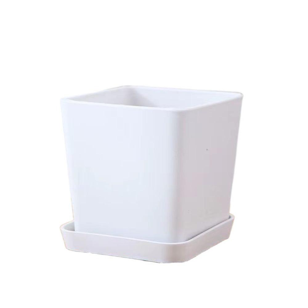 

3 set with Tray Plastic Flower Pot Resin Nursery Pot Garden Accessory Succulent Plant Pot Desktop S белый