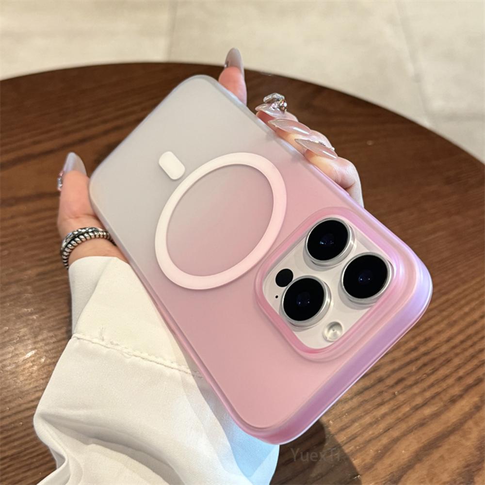 Luxury Transparent Magsafe Phone Case For iPhone 16 15 14 13 12 Pro Max Plus Matte Magnetic Bumper Back Cases Cover