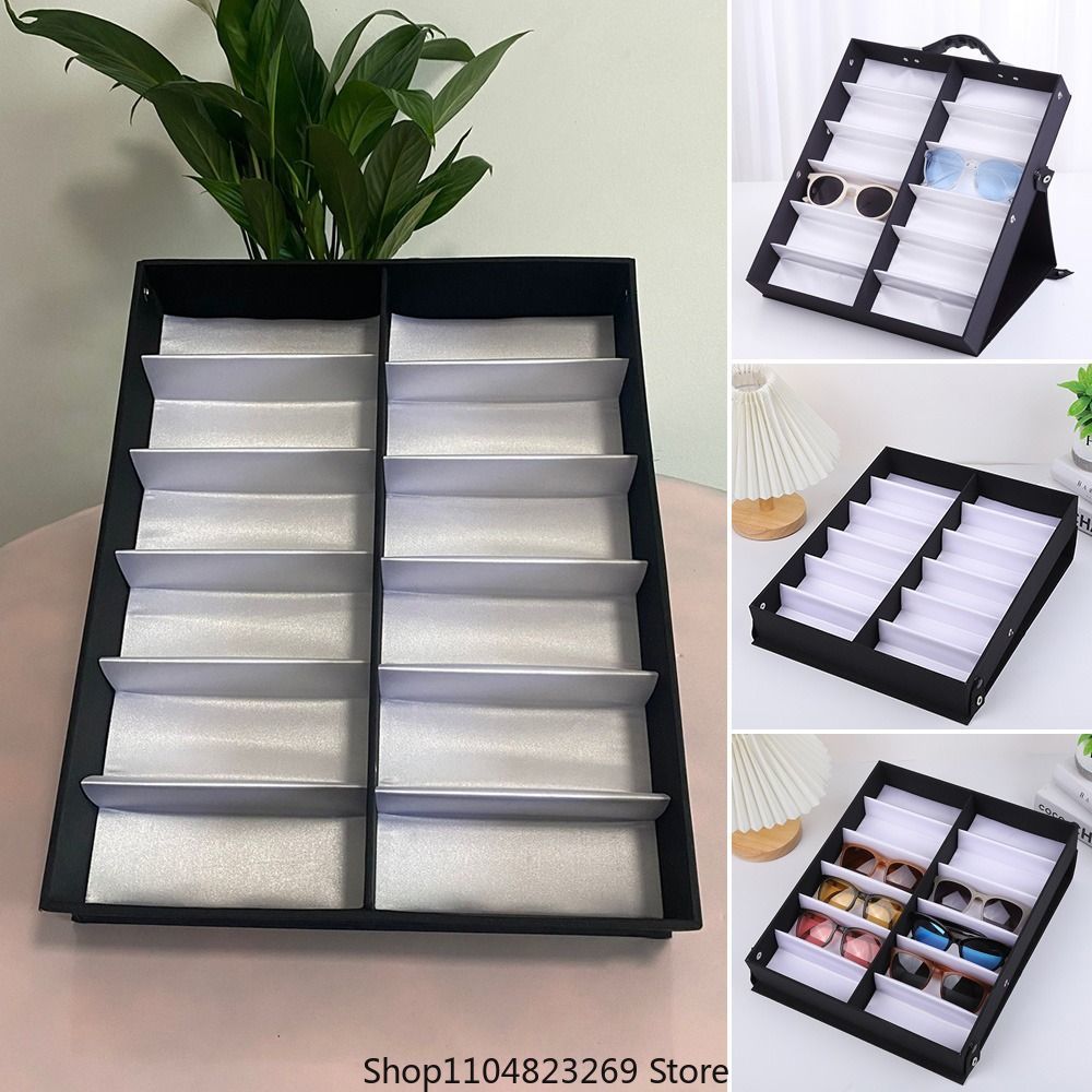 12-Schlitz Brillenablage Sonnenbrillen-Vitrine Brillen-Organizer-Box Brillenhalter Sonnenbrillenständer Sonnenbrillen-Organizer