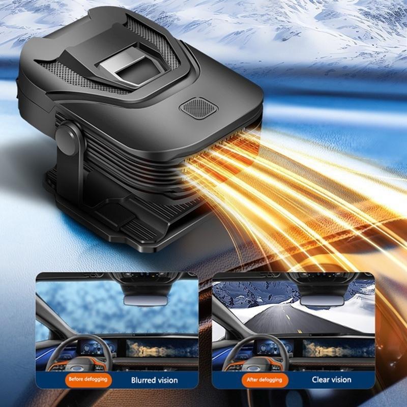 2-in-1 12V 200W Car Heater Defroster 360° Rotating Portable Windshield Heater Fast Frost/Fog Removal for All Vehicles